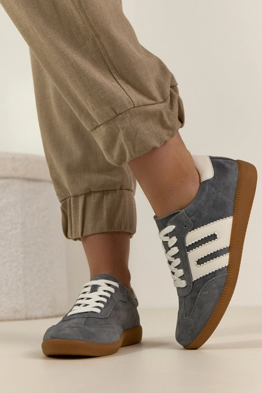 Baskets en cuir gris Filippo