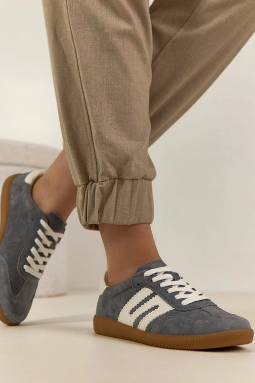 Baskets en cuir gris Filippo