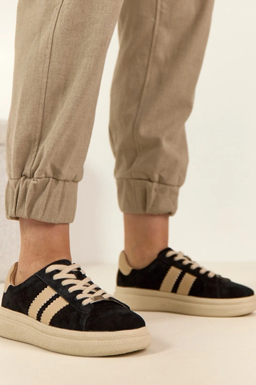 Baskets en cuir noir avec plateforme Filippo 2
