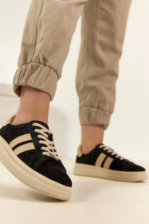 Baskets en cuir noir avec plateforme...