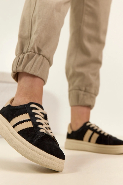 Baskets en cuir noir avec plateforme...