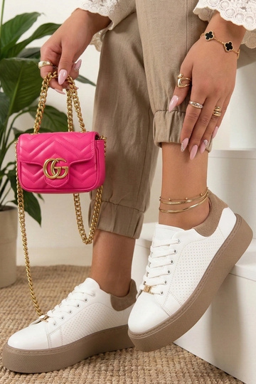 Baskets en cuir blanc avec plateforme Filippo