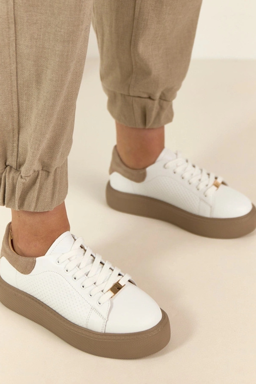 Baskets en cuir blanc avec plateforme...