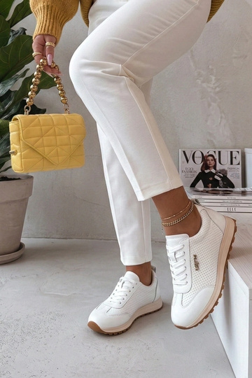 Baskets en cuir blanc perforées Filippo
