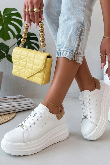 Baskets en cuir blanc avec plateforme Filippo