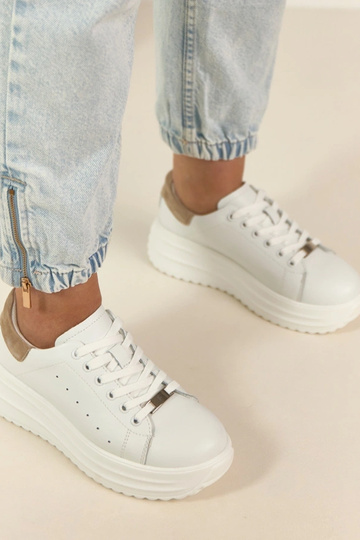 Baskets en cuir blanc avec plateforme Filippo 2