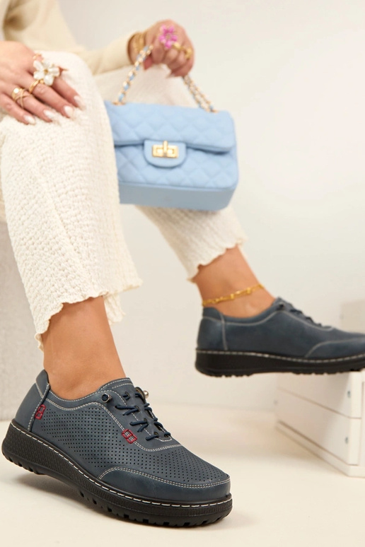 Mocassins ajourés bleu marine Solenne