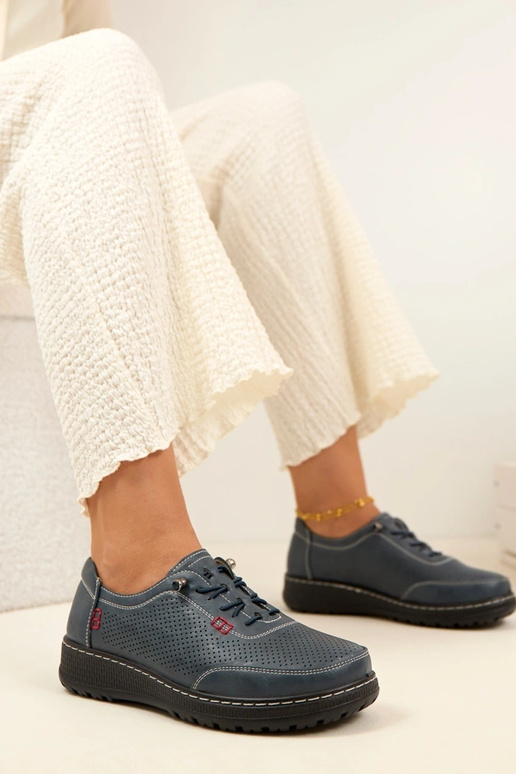 Mocassins ajourés bleu marine Solenne