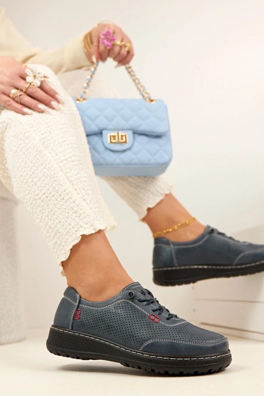 Mocassins ajourés bleu marine Solenne