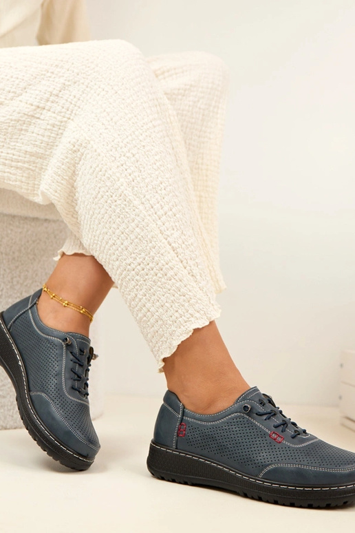 Mocassins ajourés bleu marine Solenne