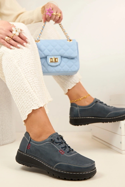 Mocassins ajourés bleu marine Solenne