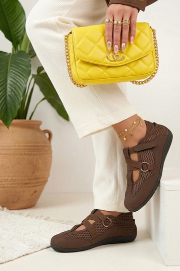 Ballerines de style sportif brunes Vesper