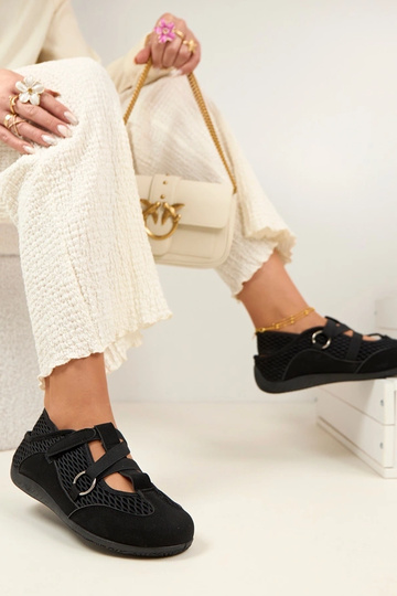Ballerines de style sportif noires Vesper