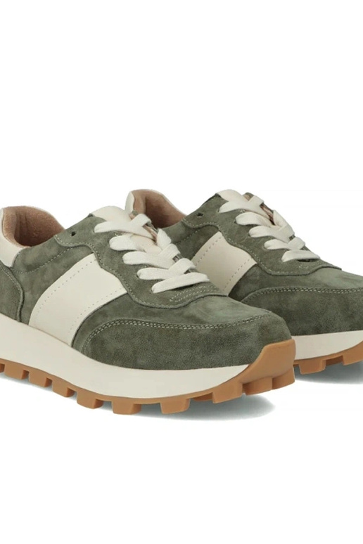 Bottines en cuir vertes à plateforme...