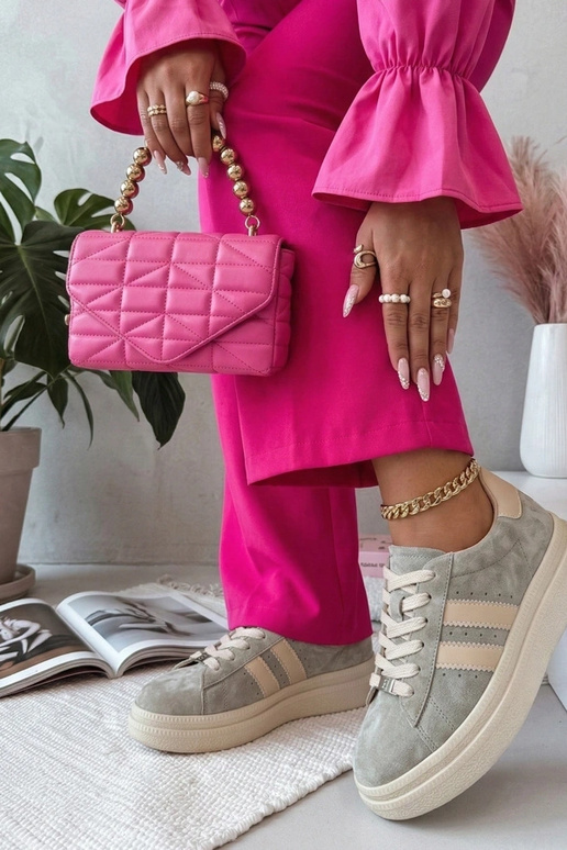 Bottines en cuir grises à plateforme...