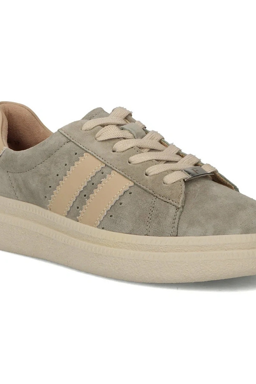 Bottines en cuir grises à plateforme...