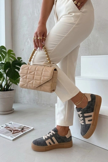 Bottines en cuir grises à...