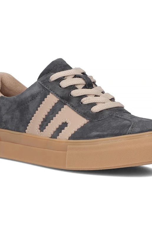 Bottines en cuir grises à plateforme...