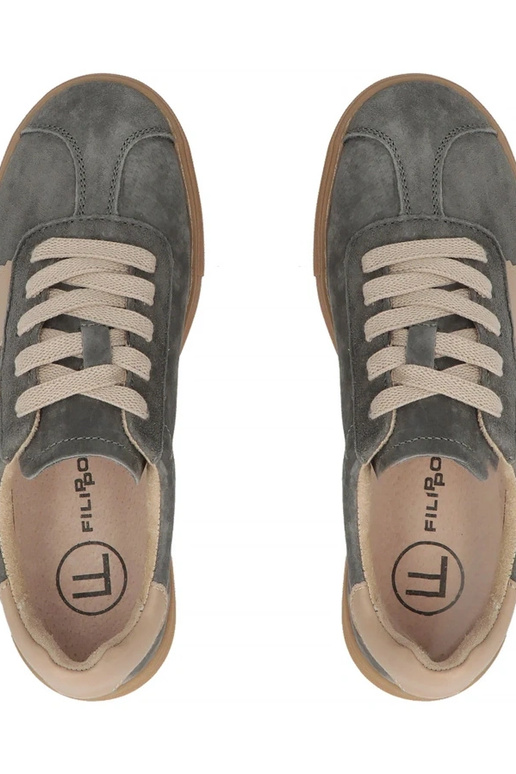 Bottines en cuir grises à plateforme...