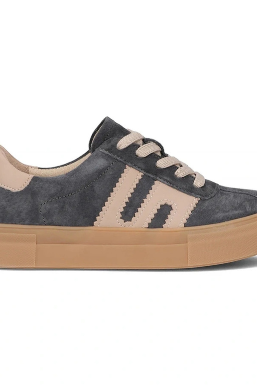 Bottines en cuir grises à plateforme...