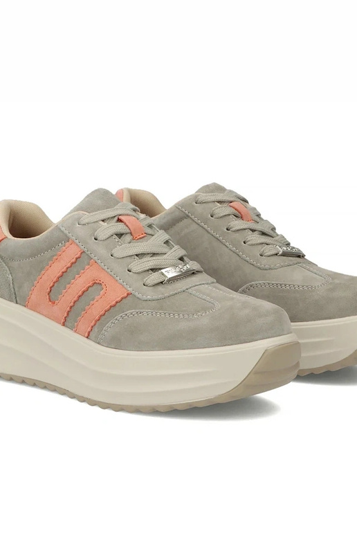 Bottines en cuir grises à plateforme...