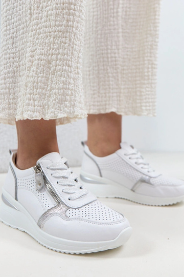 Bottines en cuir blanches avec talon caché Cambell 2