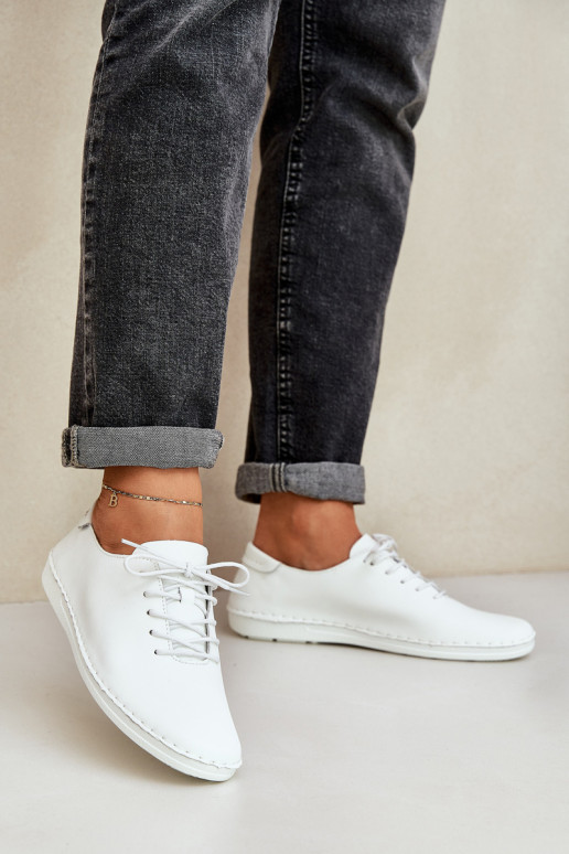 Chaussures à lacetsActivéturalnej Skóry D&A LR51-645 couleur blanche