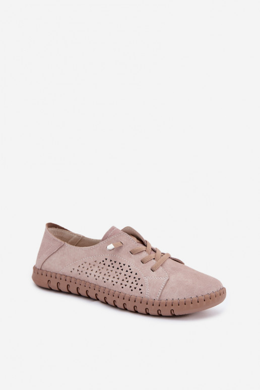 avec des éléments ajourés chaussures FémininActivéturalnego en daimu beige Feliva