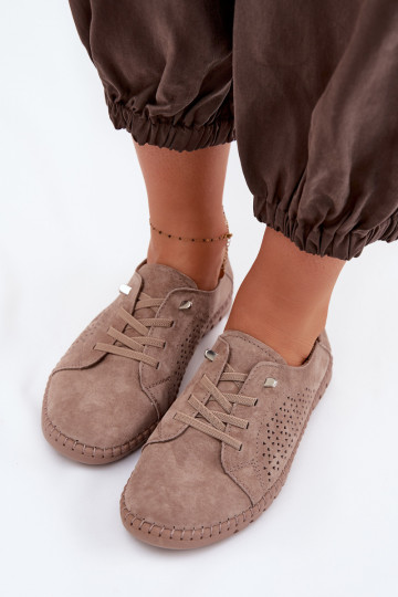 avec des éléments ajourés chaussures FémininActivéturalnego en daimu marron Feliva