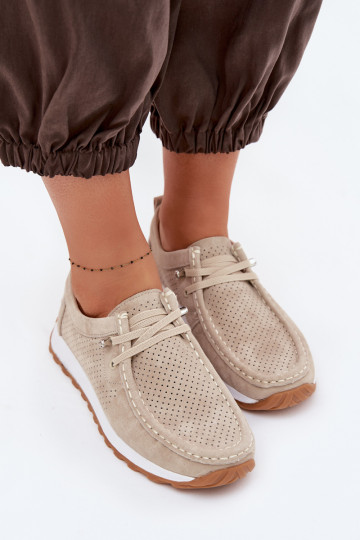 Chaussures pour femmes en daim naturel sable Amela