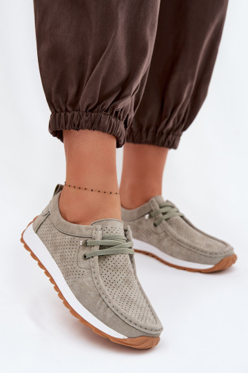 chaussures FémininActivéturalnego en daimu couleur verte Amela 2