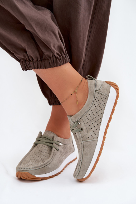 chaussures FémininActivéturalnego en daimu couleur verte Amela