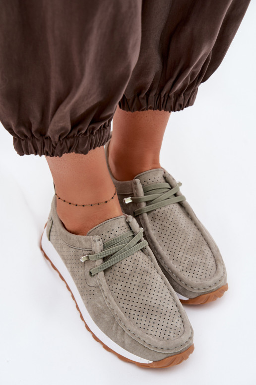 chaussures FémininActivéturalnego en daimu couleur verte Amela