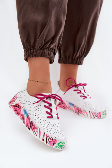Chaussures en cuir pour femmes avec plateforme à motif rose Femela 2
