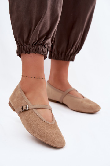 Ballerines avec des sangles en daim écologiqueoÀe beige Felora 2