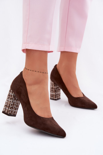 Chaussures en daim avec un talon stylé Sergio Leone PB216 couleur chocolat 2