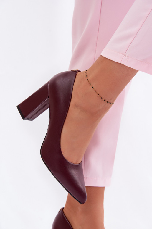 Chaussures avec des talons en cuir écologique Sergio Leone PB216 Bourgogne