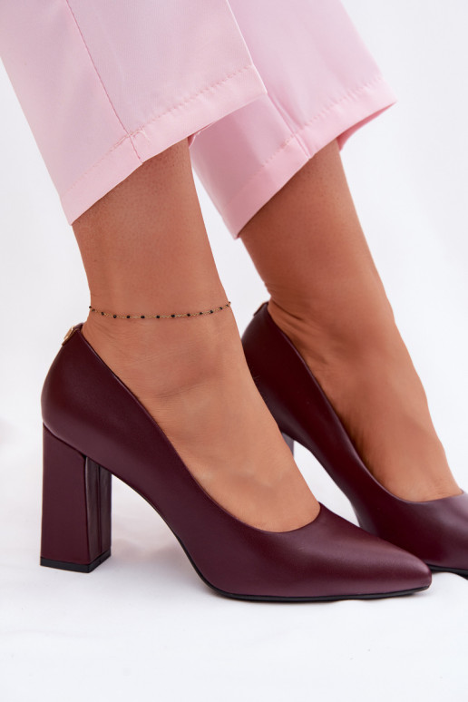 Chaussures avec des talons en cuir écologique Sergio Leone PB216 Bourgogne