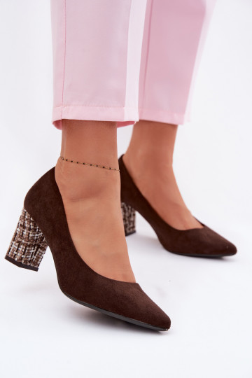 Chaussures en daim avec un talon stylé Sergio Leone PB414 couleur chocolat 2