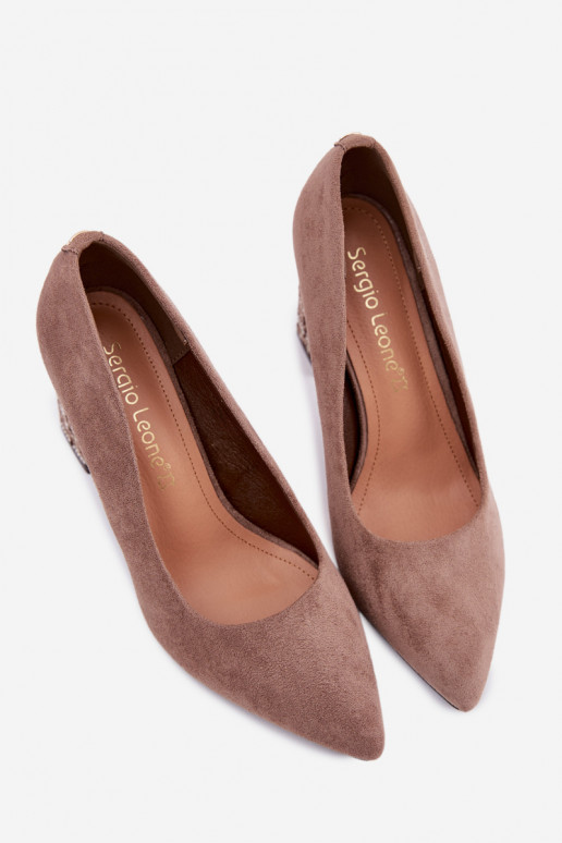 Chaussures en daim avec un talon élégant Sergio Leone PB216 marron