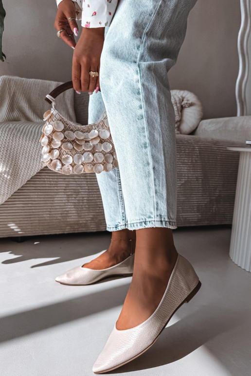 Ballerines en cuir écologique beige Nelisa