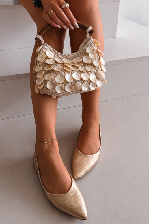 Ballerines en cuir écologique couleur dorée Nelisa