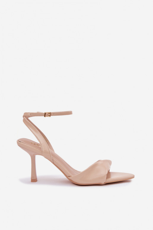 Sandales pour femmes avec des talons fins en cuir écologique beige Sedira