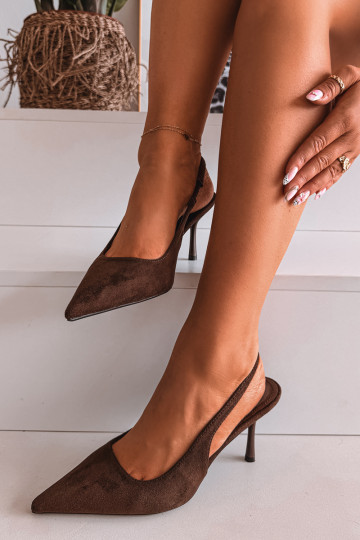 Sandales pour femmes avec des talons finsen daim écologiqueu CzekoladoÀe Kevina 2