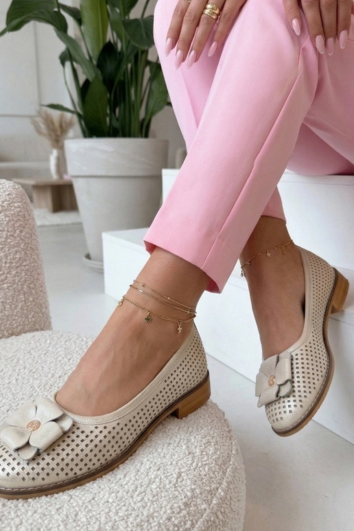 Ballerines en cuir doré ajouré Cambell