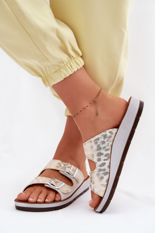 Pantoufles pour femmes avec boucles Inblu CP000063 couleur blanche