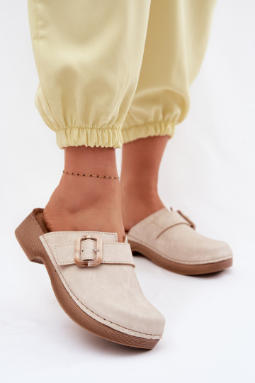 Mules pour femmes avec boucles Inblu TF000003 couleur ivoire