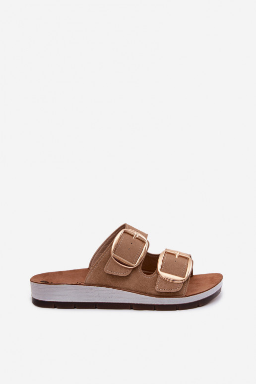 Pantoufles pour femmes Ze couleur doréemi avec bouclesmi Inblu CP000061 marron