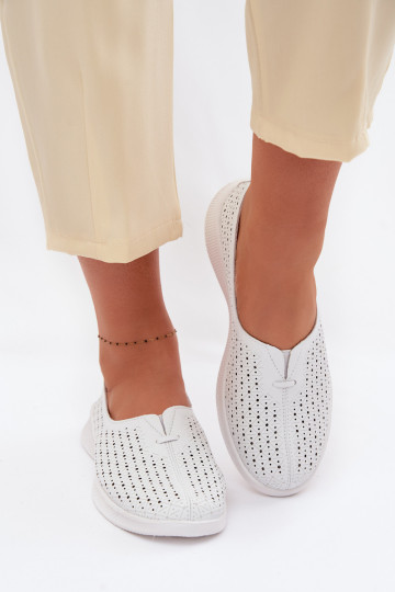 Chaussures en cuir ajourées pour femmes Eliva couleur blanche