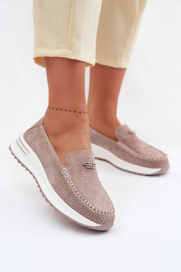 mocassins pour femmesActivéturalnego en daimu beige Demela 2